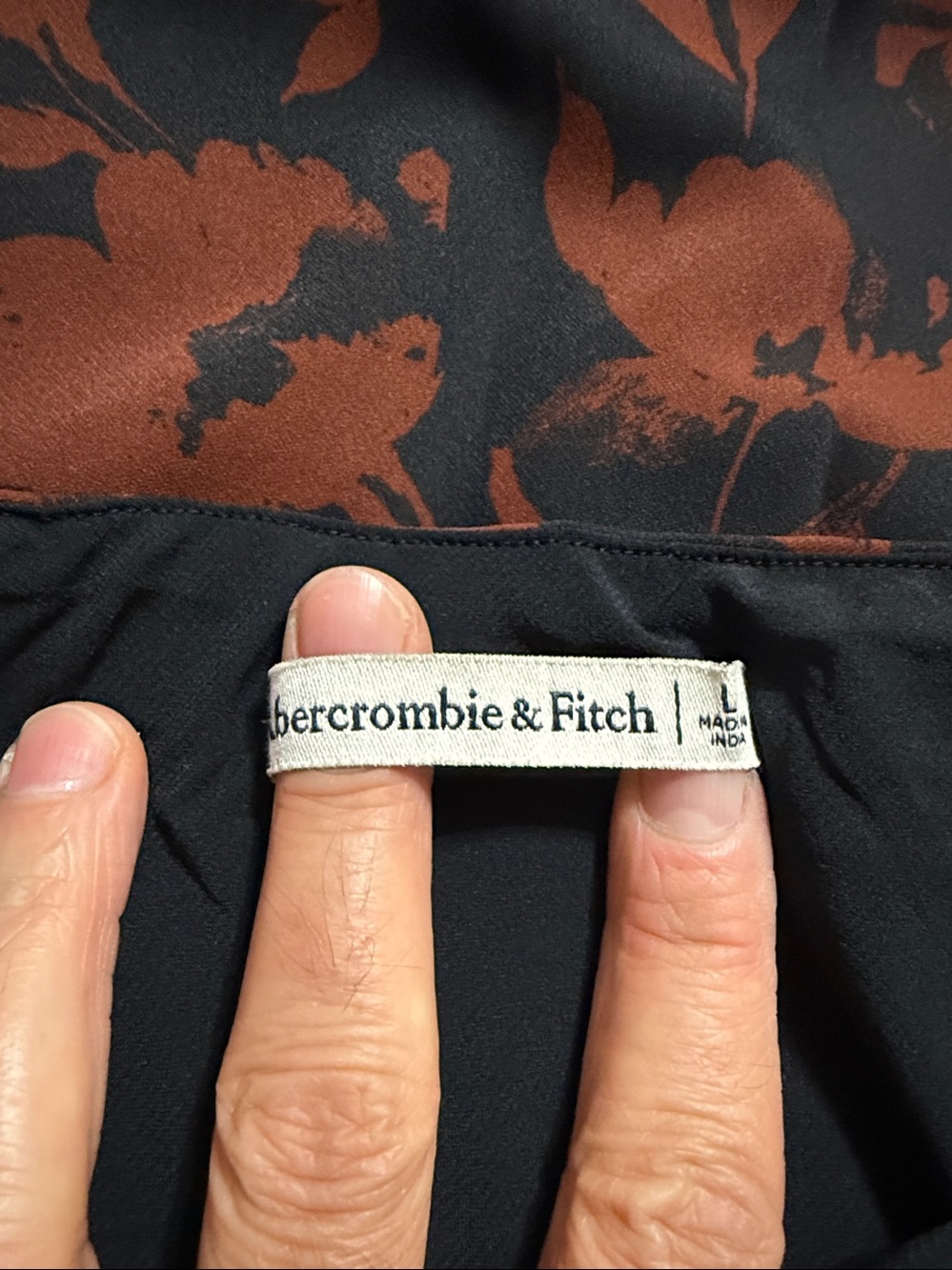 Abercrombie & Fitch Floral Satin Slip Skirt Size: L Elastic Waist Midi - Picture 3 of 6